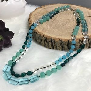 Blue Beaded Layered Necklace